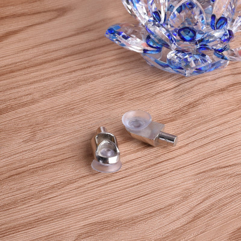 BCP 30pcs 5mm Silver Tone Clear Suction Cup Glass Shelf Support Holder Metal Pin - Image 4